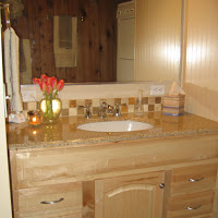 The finished vanity. This is where the shower was originally located.